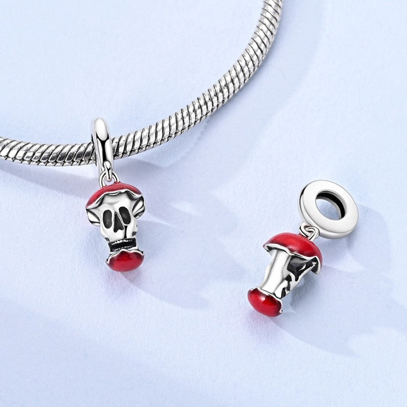 Heart & Organ Charm 925 Sterling Silver Red Rose Skull Dangle Pendant Dark Aesthetic Fit Bangle Bracelet Necklace DIY Jewelry