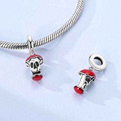 Heart & Organ Charm 925 Sterling Silver Red Rose Skull Dangle Pendant Dark Aesthetic Fit Bangle Bracelet Necklace DIY Jewelry