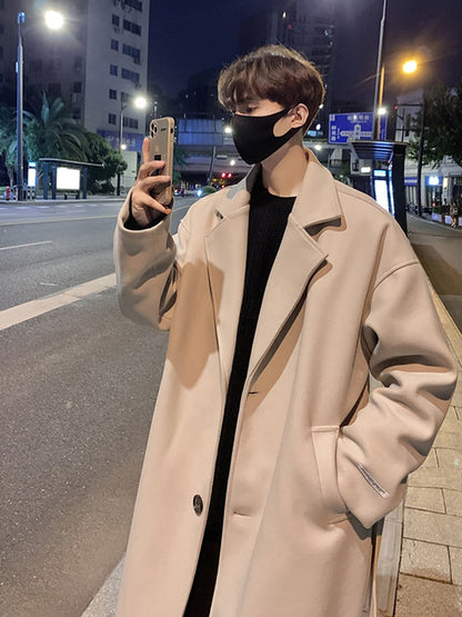 Men Fashion Winter Jacket Coats 2024 Thicken Wool Blends Coat Mens Oversized Overcoat Male Streetwear Warm Long Coat Q38