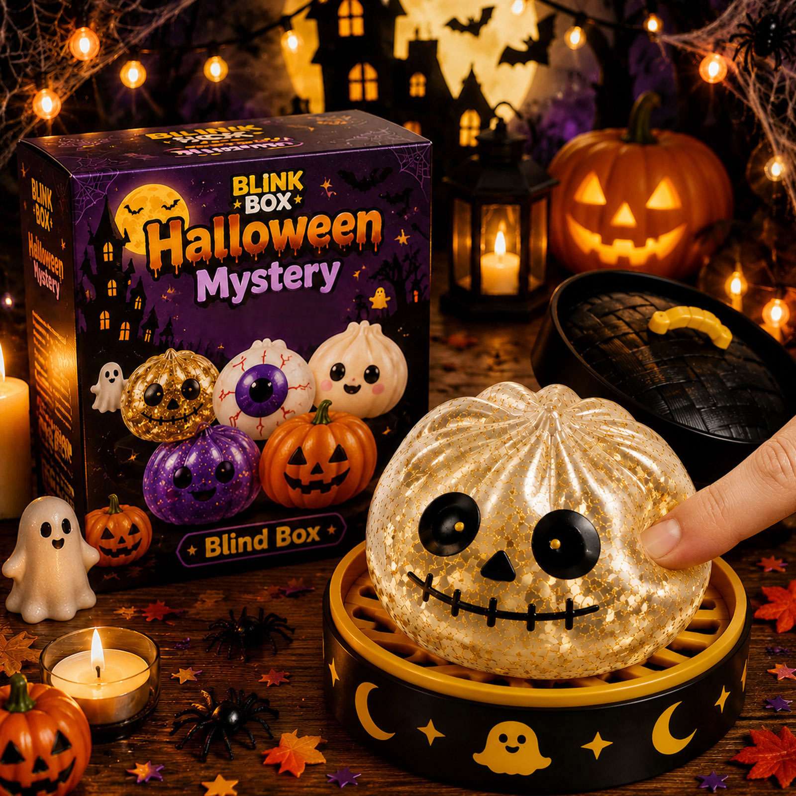 5.5cm Halloween ghost pinch music creative new squeeze decompression toy pinch decompression gift box set