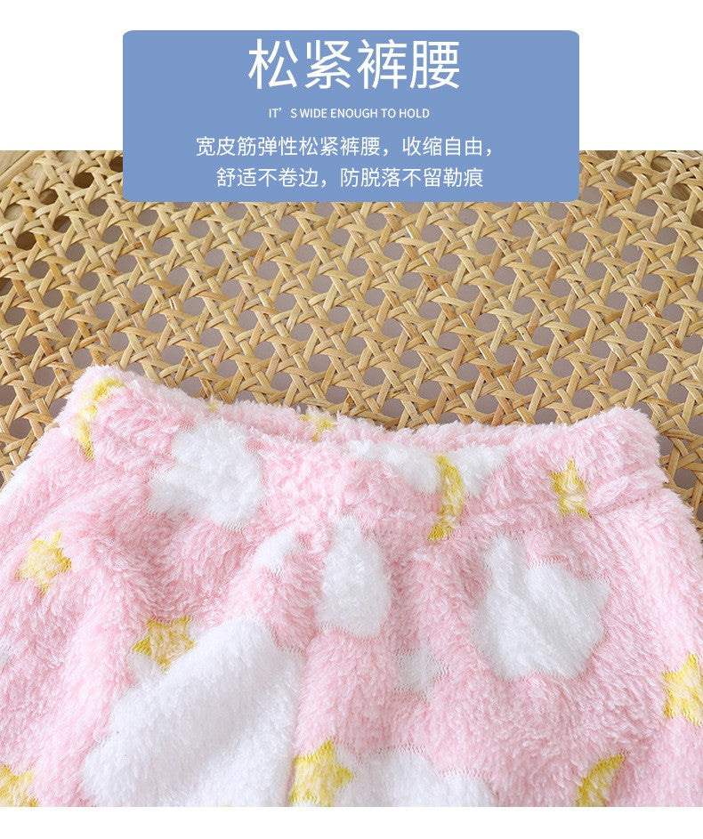 Winter Kids Pajama Set Thick Flannel Sleepwear for Boys and Girls, Warm Fleece Lined Homewear for Toddlers and Children