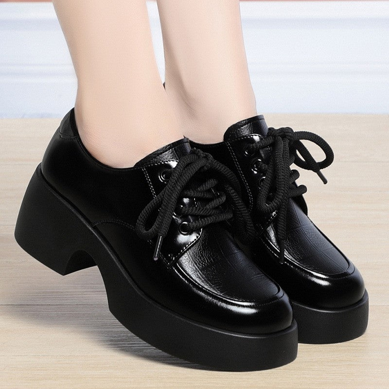 Soft Leather Uniform Shoes Female British Girl Japanese Wild Black Retro Mary Jane Shoes Lolita Platform Shoes Low Anti-slip