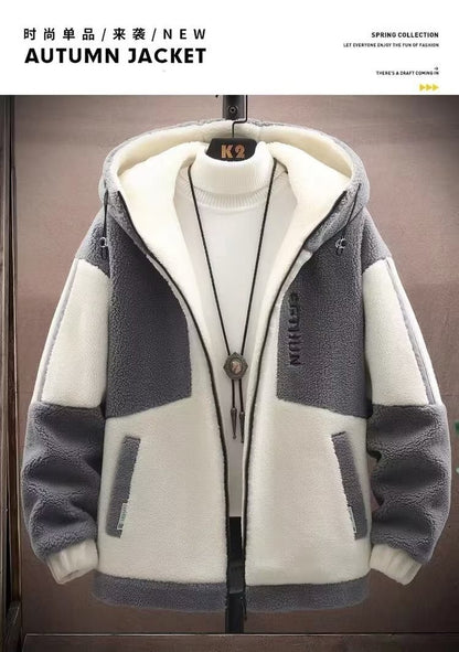 2025 Men's Lamb Wool Jacket Autumn Winter Loose Padded Thickened Jacket Plus Size 6XL 110kg Also Wearable Clothes Cardigan