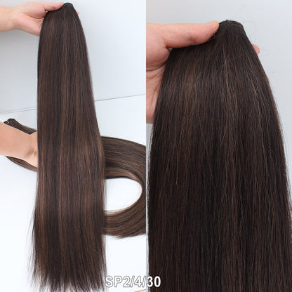 Cabelo Sintético Russo Liso de 65cm 200g, Extensões de Cabelo de Fibra com Bio Proteína Resistente ao Calor, Rabo de Cavalo para Cosplay