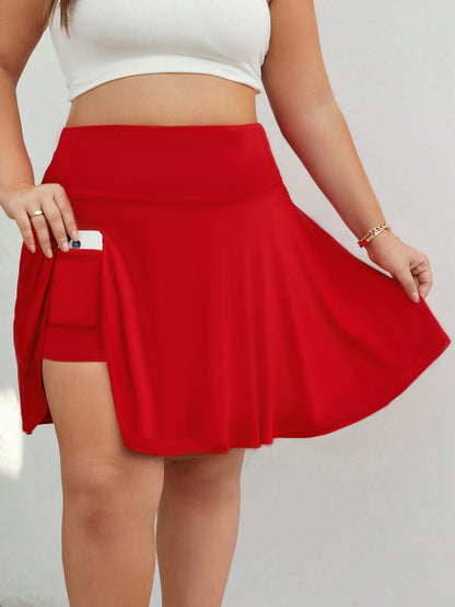 Oversized European and American women's clothing, pleated sports, anti glare half body pants skirt, fitness exercise, daily vers