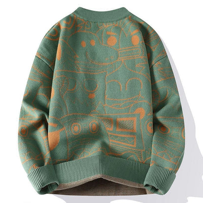 Autumn and Winter High School Students' Trendy Versatile Thick Bottom Sweater Knitted with Velvet Warm Fashion Men's Sweater