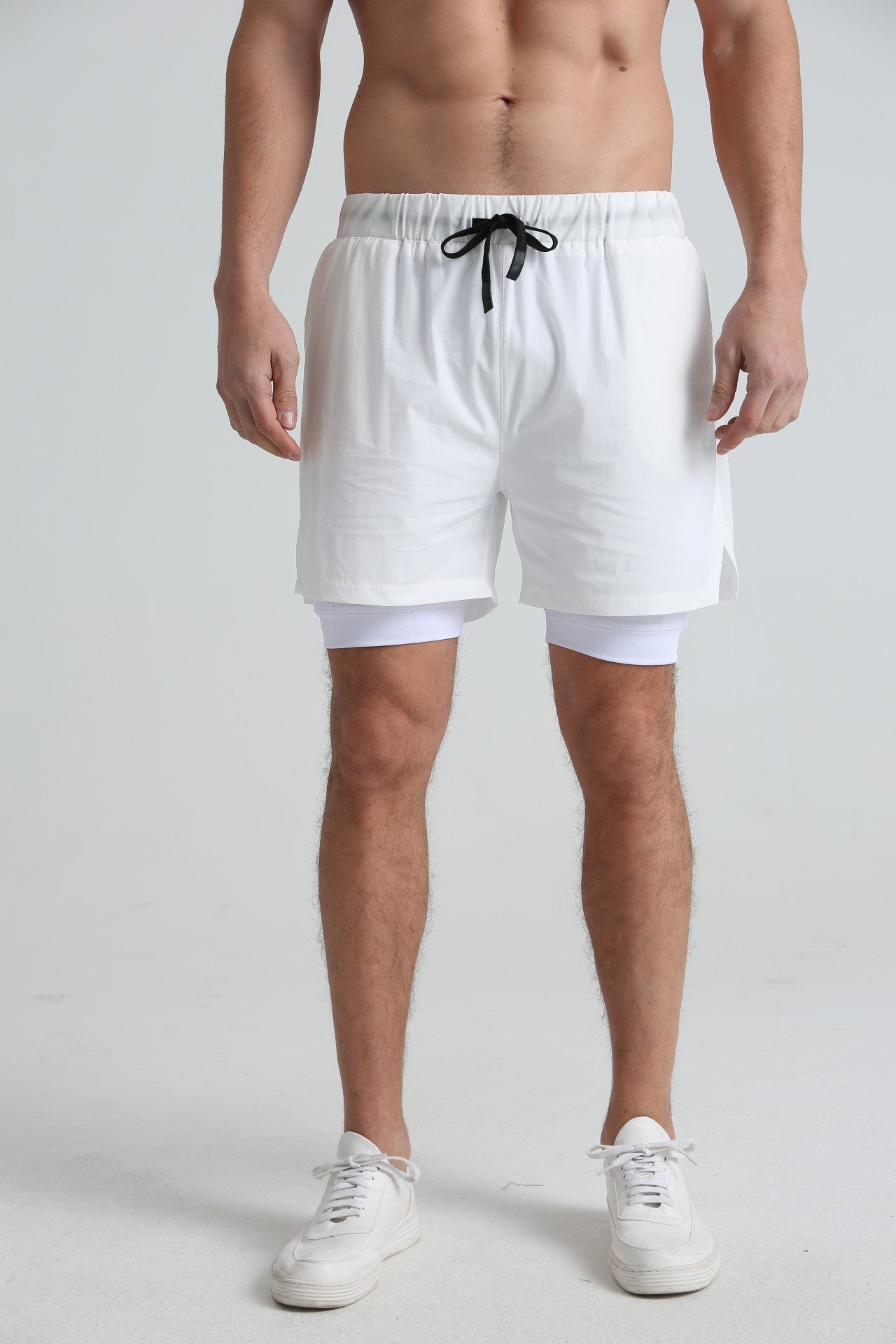 Men's sports double-deck shorts Fitness Quick Dry Training Shorts Casual 2 In 1 Multi-pocket sweatpants Men Gyms Running shorts