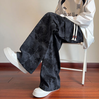 Mens Casual Pants Straight Leg Loose Fit Tactical Cargo Joggers Wide Leg Tie Dye Trousers Trendy Fashion Side Pocket pants man