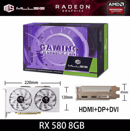 Placa de vídeo MLLSE AMD Radeon RX 580 8GB 2048SP branca GDDR5 DP HDMI DVI