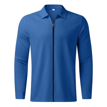 2024Summer Popular Waffle Outdoor Polo Collar Jacket Men's Coat Nick Garment Casual Sports Zipper Cardigan Long Sleeve Coat