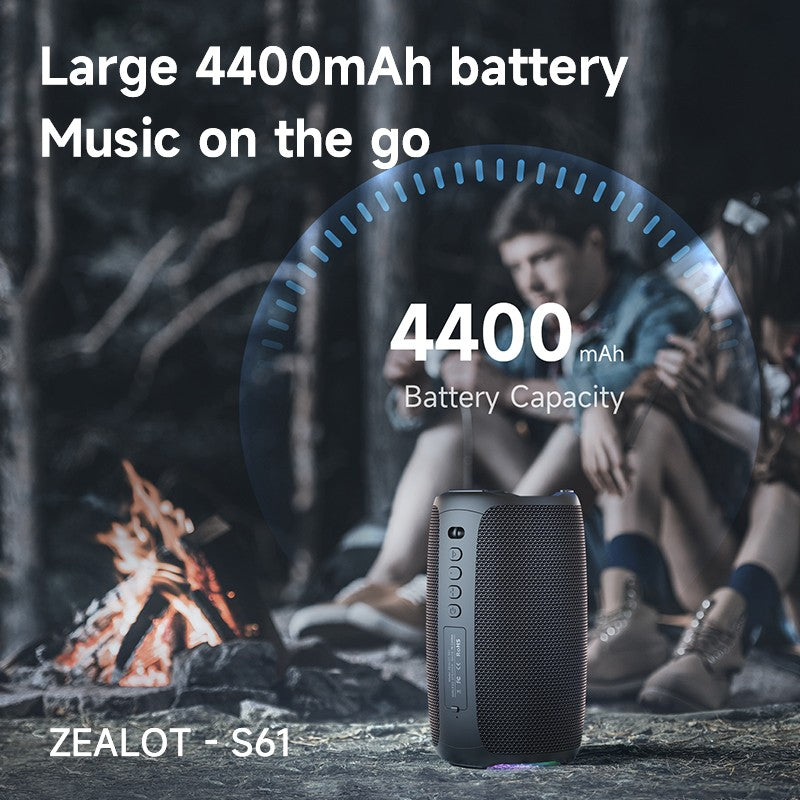 Caixa de Som Bluetooth Zealot-S61, com Proteção à Prova d'Água IPX6 e Graves para Ambiente Externo para Festas no Quintal e na Praia, Alto-falante de 10W