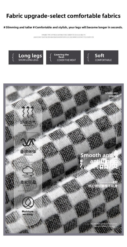 High Waist Wide Leg Pants Women's Autumn Winter New Style Lazy Casual Fleece Woolen Plaid Trousers Fashionable Comfortable