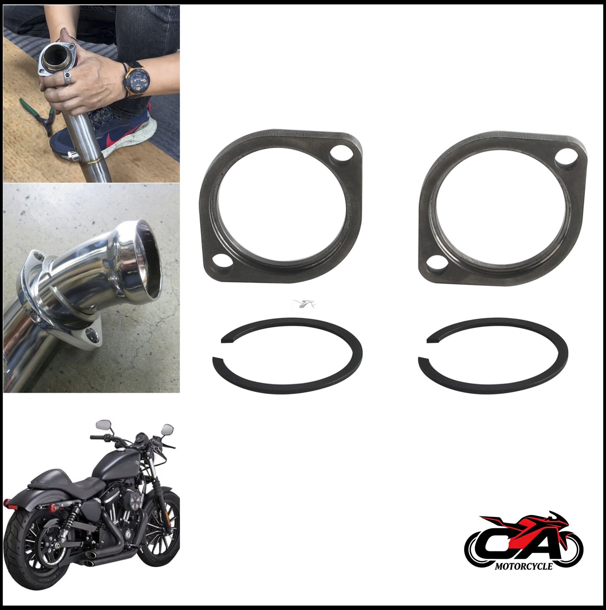 Motorcycle Muffler Flange Exhaust Snap Rings Kit For Harley Sportster 1986-22 Softail 86-25 Touring 1984-25 Dyna FXD FXDWG 91-17