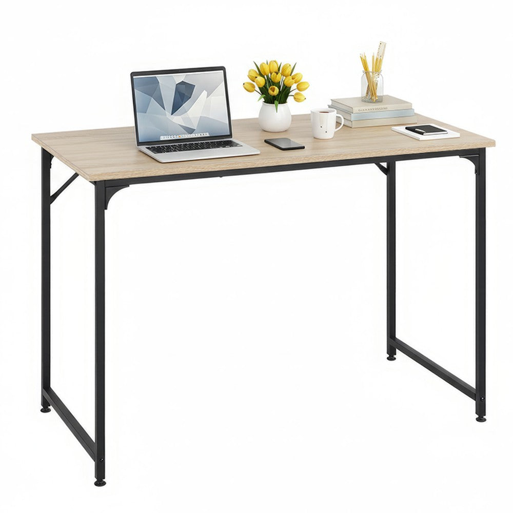 Escrivaninha de Computador de 39 Polegadas Versátil para Home Office, Estudo e Jogos, Design Moderno Minimalista com Estrutura de Metal Resistente, Fácil de Montar