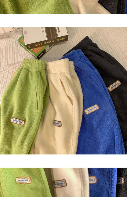 Lamb Velvet Thickened Fleece Women's Casual Pants Autumn Winter Warm Outdoor Wear Loose Fit Sports Trousers