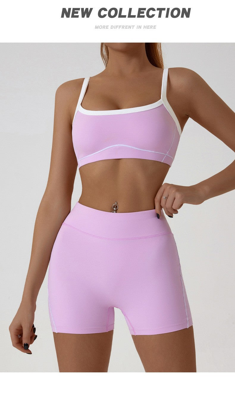 Yoga Sports Bra Color Clashing Shock Absorbing Brassiere Women Full Cup Breathable Gym Tube top Bra Yoga Workout Underwear