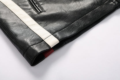 Mens Vintage Motorcycle Jacket 2024 Men Fashion New Biker Leather Jacket Male Embroidery Bomber Coat Winter Fleece Pu Overcoat