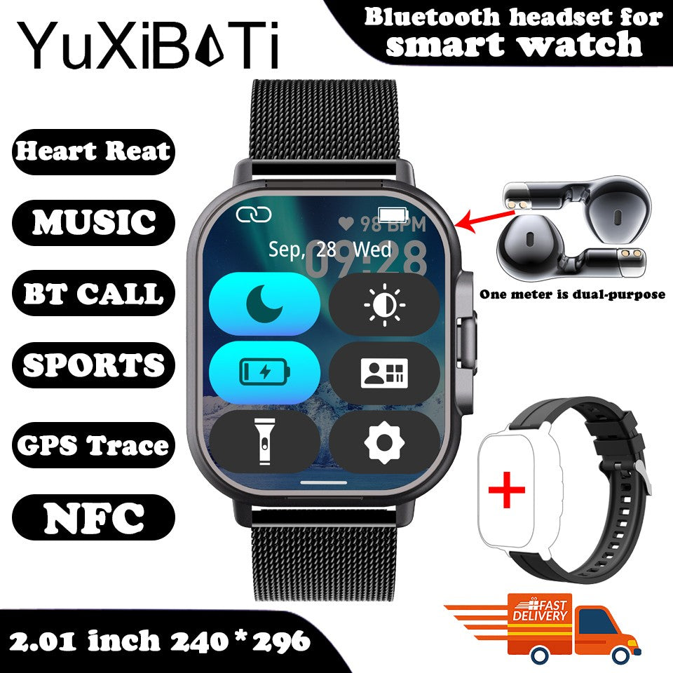 Smartwatch TWS 2 em 1 com fones de ouvido Relógio esportivo fone de ouvido Bluetooth Relógio de chamada Monitor de saúde masculino NFC Smartwatch feminino Fone de ouvido
