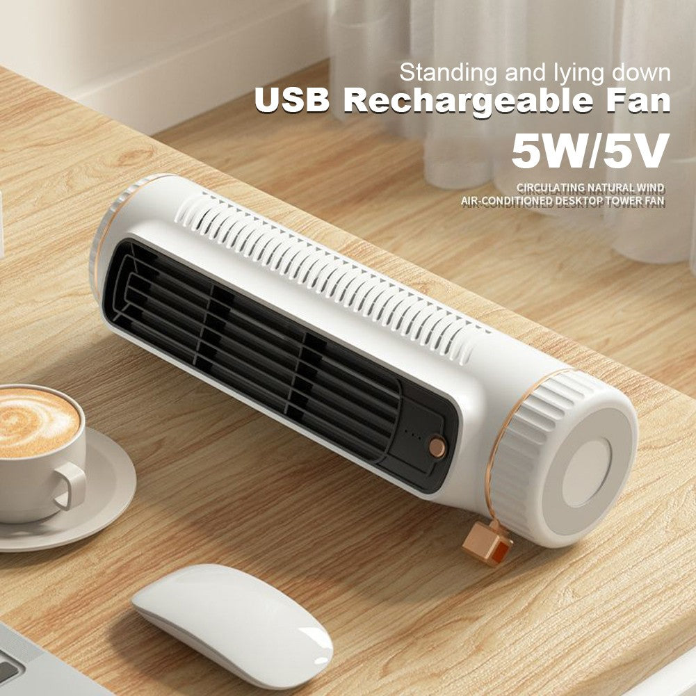 Portable Air Conditioner Fan 1200mAh Tower Fan 3 Speed Quiet Cooling Desk Fan Rechargeable Electric Vertical Fan for Home Office