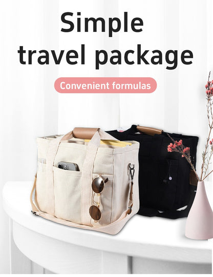 Multi Pocket Women's Canvas Handbag Large Capacity Casual Tote Bag Shopper Shoulder Bag For Female Mummy Bag