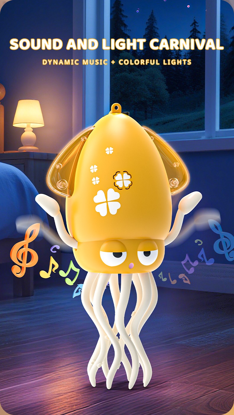 Brinquedo Polvo Dançarino Mágico Elétrico Brinquedo para Animais de Estimação de Arraste com Luz e Música Polvo para Crianças Brinquedos Interativos para Desenvolvimento Presentes para Bebês na Hora da Barriga