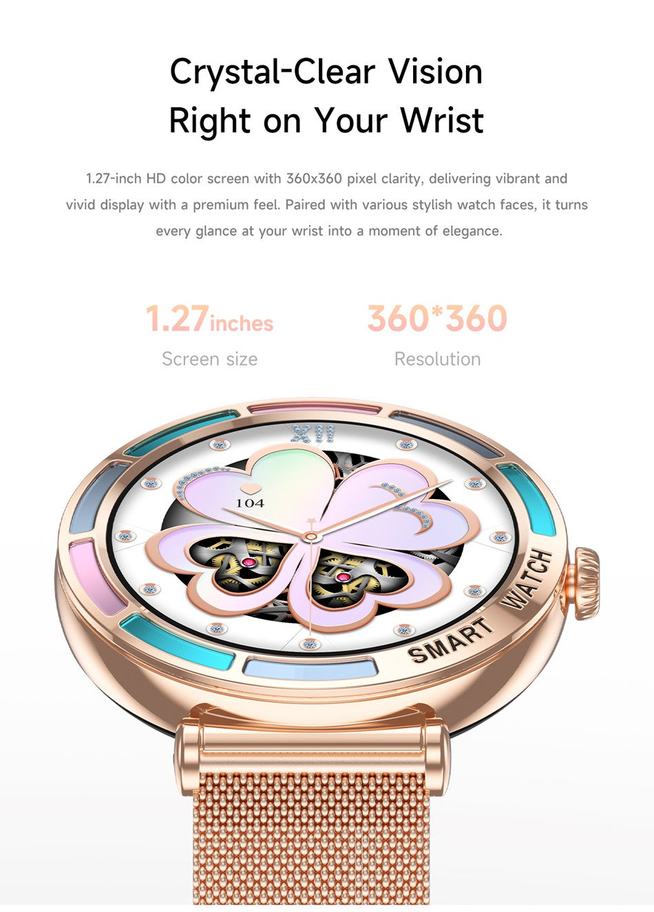 2025 Novo Smartwatch Feminino da Moda Tela HD 360*360 Pulseira Esportiva Mostrador Personalizado Frequência Cardíaca Chamada de Voz Smartwatch Para Android iOS