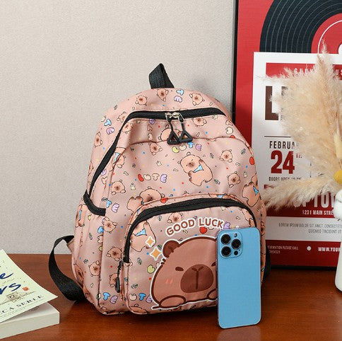 Capibara Print Backpacks Large Capacity Back To School Unisex Fashionable Cute Children's Bags For Kids Gift