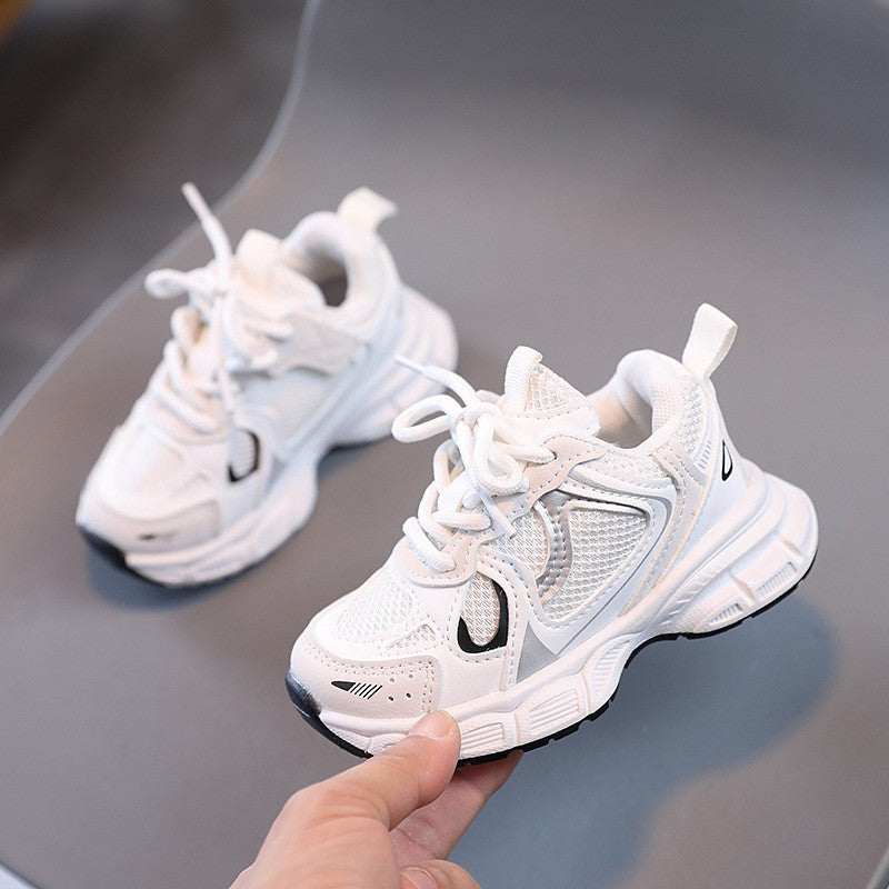 Spring and Autumn Children Sports Shoes Unisex Kids Sneakers Mesh Upper Breathable Basketball Shoes Tennis Casual Flats Footwear