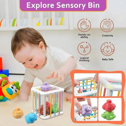 Sensory Activity Stacking Shape Cube Fine Motor Skill Finger Traning Game Early Educational Toys For Infant Baby Toy Gift