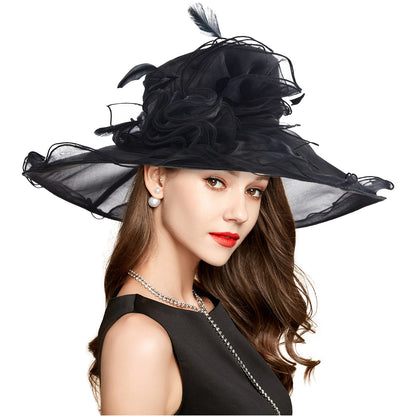 Women Church Hats 2025 Luxury British Top Hats for Elegant Women for Sun Beach Hat Kentucky Tea Party Derby Hats S10-3609