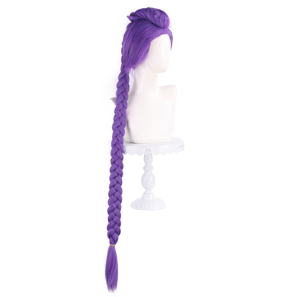 Peruca Sintética de Cosplay de Anime para Grupo KPOP Hunter Inspirado em Lumi, Design Dividido, Roxo Misto Espesso, Topo Rabo de Lobo, Mantídeo