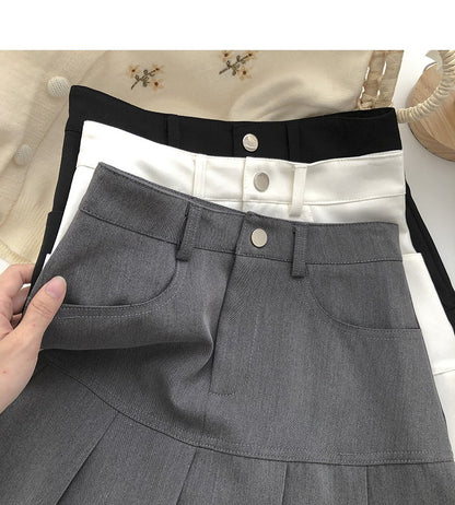 Y2K Vintage High Waist Pleated Skirt Women College Style Uniforms Safety Pants M