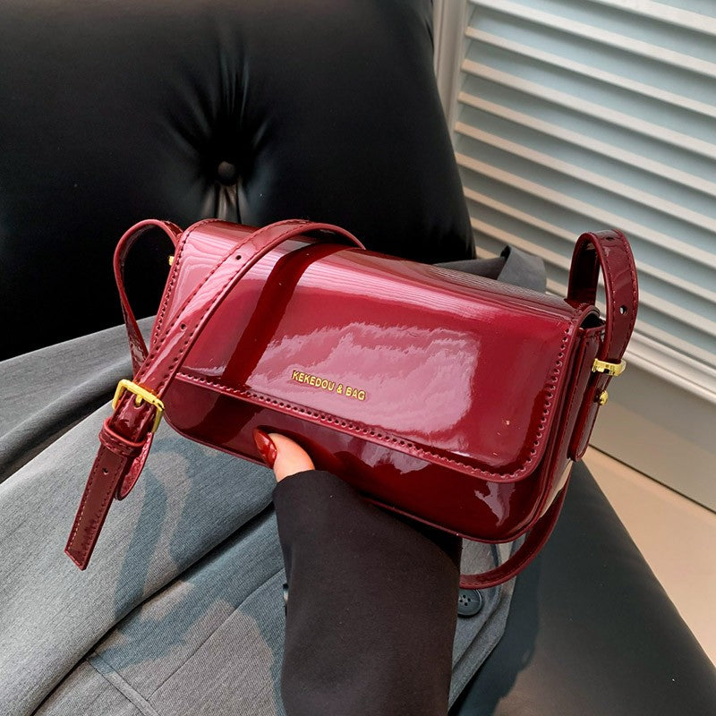 Solid color personalized women's bag Angola red classic style small bag light luxury texture shoulder bag