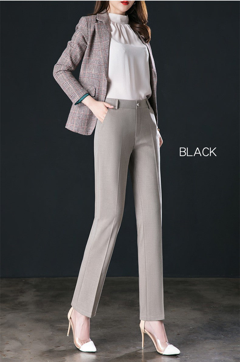 New Autumn Women's Suit Pants, Black Gray Khaki Pantalones Spring Female Slim Trousers, Asian Size 26 27 28 29 30 31 32 33