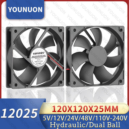 120mm 12cm 12025 Fan 5V 12V 24V 120mm*120mm*25mm Fan DC Brushless Cooling Fan 120x120x25mm USB 2PIN PC Computer Case Cooler