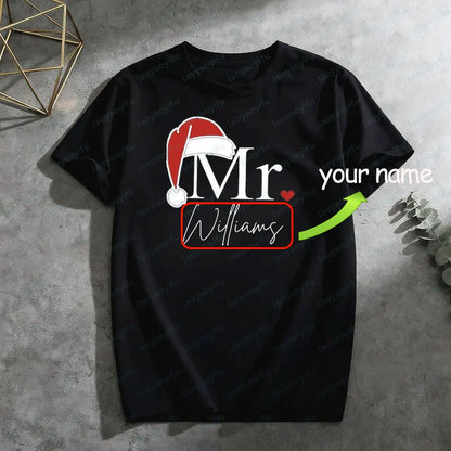 Matching Mr & Mrs Christmas Shirts Personalized Holiday Couple Tees Christmas Couple Costumes Merry Christmas Men Women Tshirt