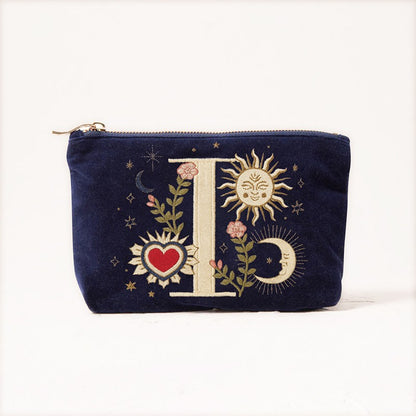 Velvet Handbag Vintage Printed Letter Pattern Makeup Bag