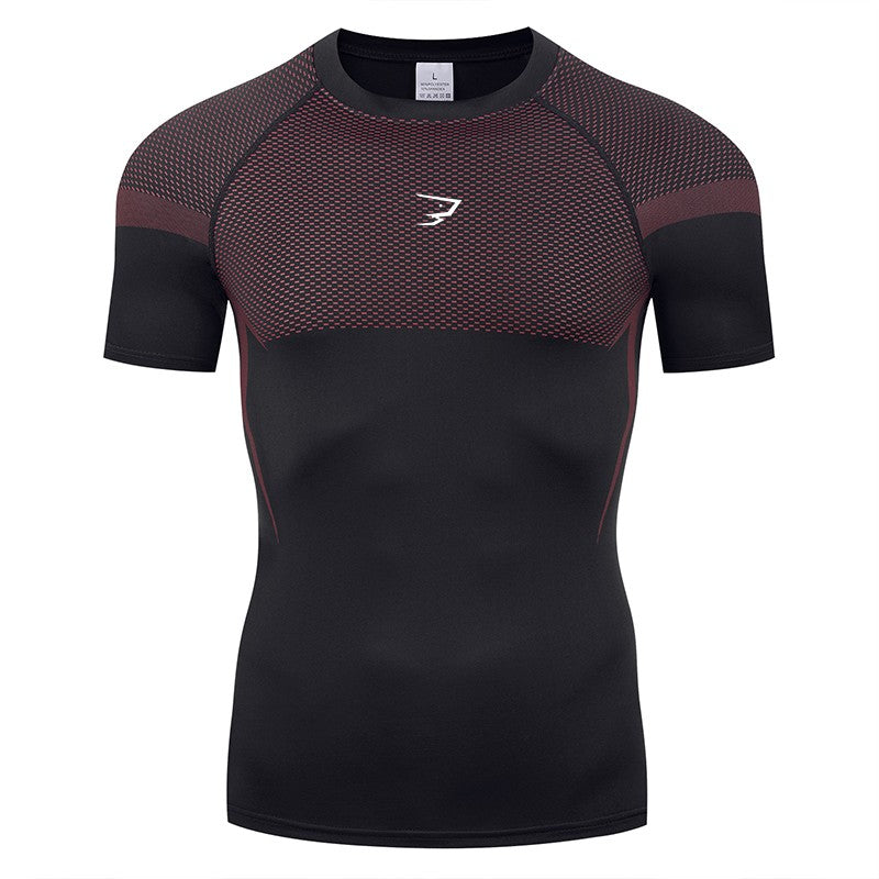 Men's Gym Compression Running Shirt Tight Short Sleeve Sports T-Shirt Fitness Training Workout Breathable Homme Athletic Shirt