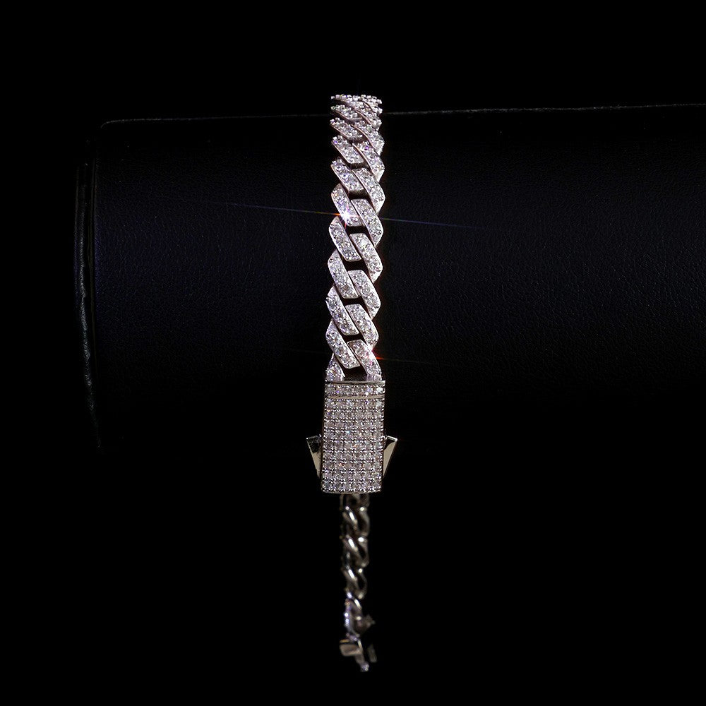 ICEBLING VVS Moissanite Cuban Bracelet 8mm 925 Silver for Men Women Iced VVS Cuban Chain with GRA Certificate