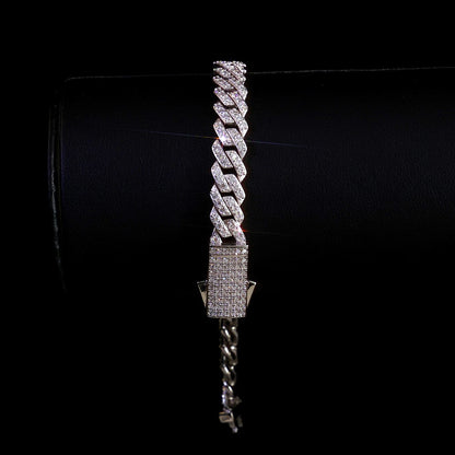 ICEBLING VVS Moissanite Cuban Bracelet 8mm 925 Silver for Men Women Iced VVS Cuban Chain with GRA Certificate