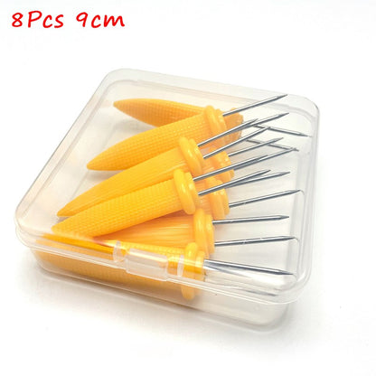 Stainless Steel Corn Fork 12/8Pcs With Box Anti Scalding Barbecue Corn Holders Camping Fruit BBQ Picnic Cooking Tools Outdoor