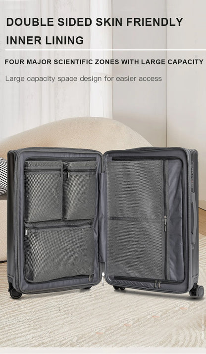 sushimu Suitcase Wide Handle Travel Suitcase Men 20 24 26 Carry-On Luggage Women PC  Trolley Case Can expand capacity