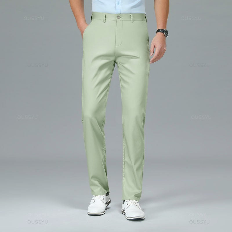 Spring Summer High Quality Luxury Straight Business Suit Pants Men Bamboo Fiber Designer Elegant Casual Long Formal Trouser Male
