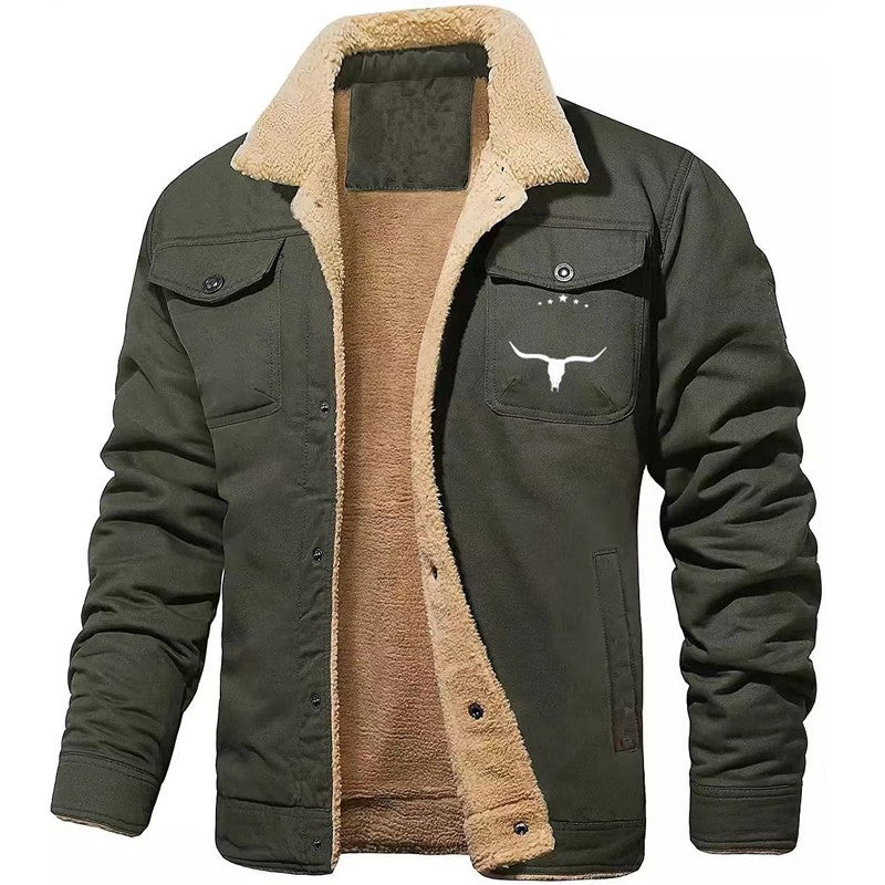Autumn Winter Nw Men's Fleece Jacket Plush Thick Cotton Outerwear Letter Pattern Print Casual Clothing Men Windbreaker Coat