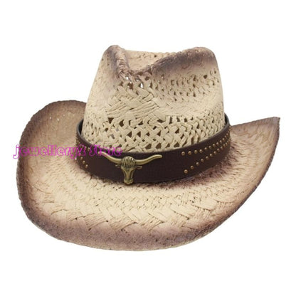 C9GF Straw Cowboy Hats With Wide Brims Cap For Adults Children And Outdoor Event