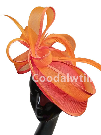 Noiva Casamento Malha Fascinators Chapéu Igreja Senhoras Mulheres Derby Chapéu Grande Fascinator Festa Evento Enfeite de Cabeça Noiva Casamento Pillbox Cap