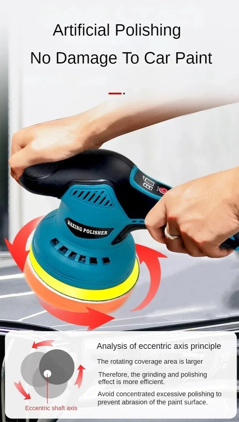 Máquina Polidora de Carros 8 Engrenagens 2800-5500RPM Portátil Multifuncional Bateria de Lítio Enceramento Automotivo Aparelho Elétrico de Polimento