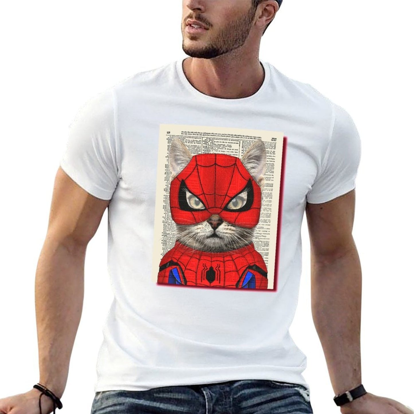 spidercat newspaper, classic ti-shirt T-Shirt t shirt man plain t shirts for man cotton T-Shirt