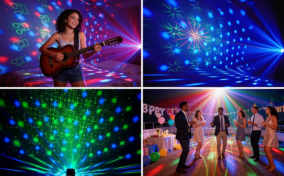 Dj Party Disco Ball Lights with Pattern and Sound Activated LED Stage Strobe Light Christmas Rave/Home Karaoke/Dance/Club Bar