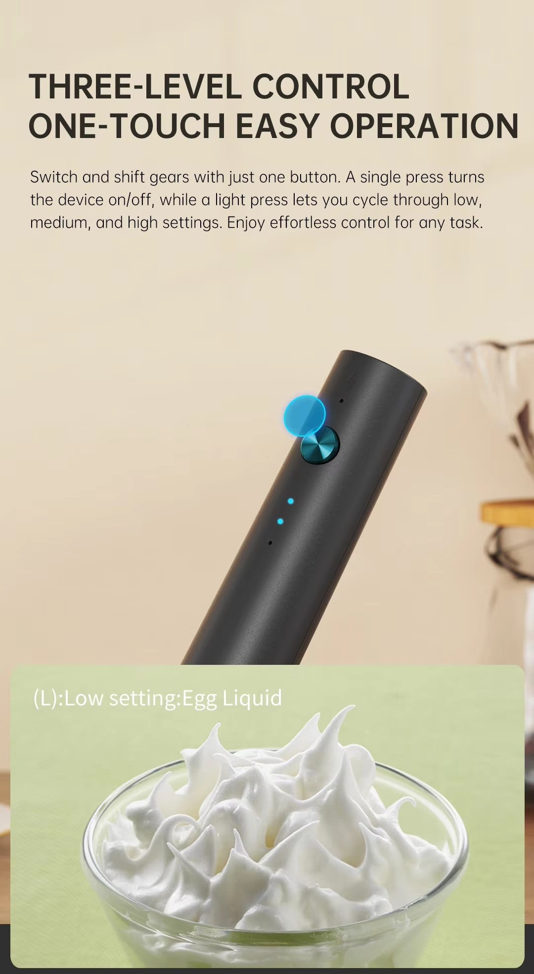 Batedor Poderoso de Cozinha Espumador de Leite Portátil para Lattes, Misturador de Bebidas Elétrico, Recarregável, Batedor de Ovos